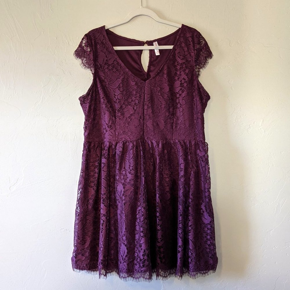 Xhilaration Plum Lace A-Line Party Dress